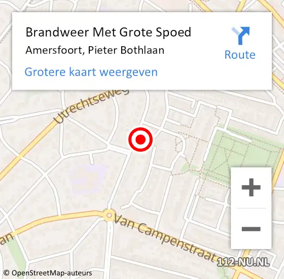 Locatie op kaart van de 112 melding: Brandweer Met Grote Spoed Naar Amersfoort, Pieter Bothlaan op 1 augustus 2024 13:29