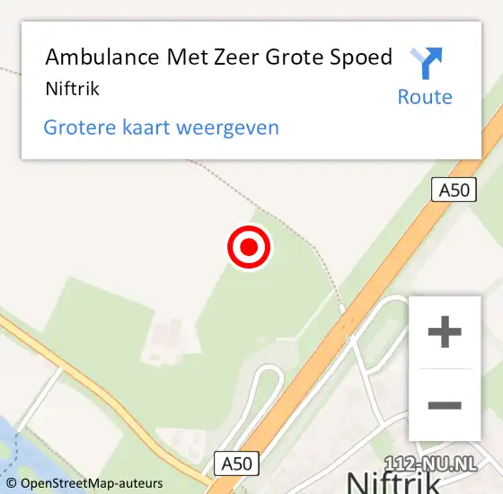 Locatie op kaart van de 112 melding: Ambulance Met Zeer Grote Spoed Naar Niftrik op 1 augustus 2024 13:36