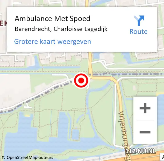 Locatie op kaart van de 112 melding: Ambulance Met Spoed Naar Barendrecht, Charloisse Lagedijk op 1 augustus 2024 13:37