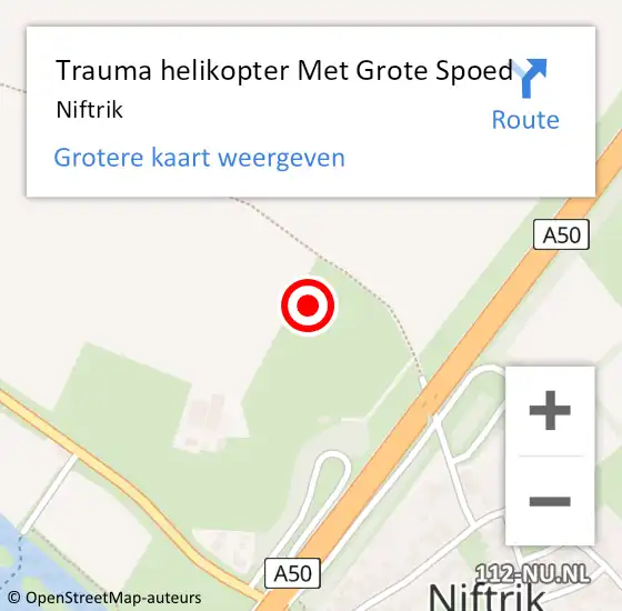 Locatie op kaart van de 112 melding: Trauma helikopter Met Grote Spoed Naar Niftrik op 1 augustus 2024 13:40