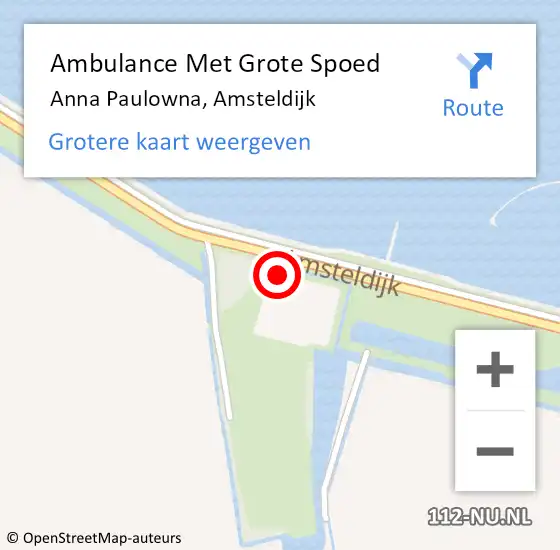 Locatie op kaart van de 112 melding: Ambulance Met Grote Spoed Naar Anna Paulowna, Amsteldijk op 1 augustus 2024 13:43