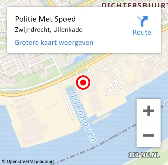 Locatie op kaart van de 112 melding: Politie Met Spoed Naar Zwijndrecht, Uilenkade op 1 augustus 2024 13:44