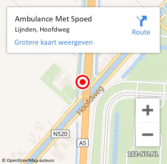 Locatie op kaart van de 112 melding: Ambulance Met Spoed Naar Lijnden, Hoofdweg op 1 augustus 2024 13:46