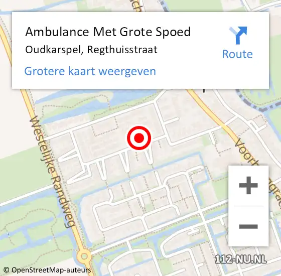 Locatie op kaart van de 112 melding: Ambulance Met Grote Spoed Naar Oudkarspel, Regthuisstraat op 1 augustus 2024 13:55