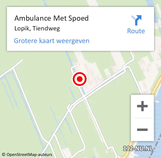 Locatie op kaart van de 112 melding: Ambulance Met Spoed Naar Lopik, Tiendweg op 1 augustus 2024 13:57