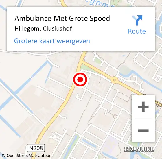 Locatie op kaart van de 112 melding: Ambulance Met Grote Spoed Naar Hillegom, Clusiushof op 1 augustus 2024 14:02