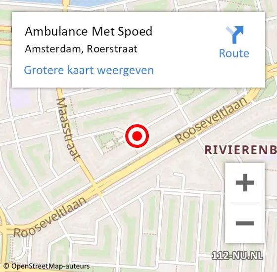 Locatie op kaart van de 112 melding: Ambulance Met Spoed Naar Amsterdam, Roerstraat op 1 augustus 2024 14:02