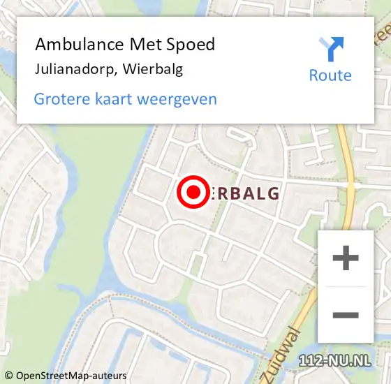 Locatie op kaart van de 112 melding: Ambulance Met Spoed Naar Julianadorp, Wierbalg op 1 augustus 2024 14:16