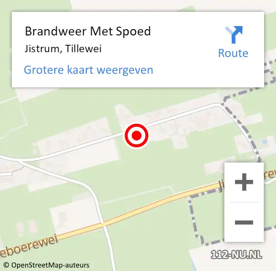 Locatie op kaart van de 112 melding: Brandweer Met Spoed Naar Jistrum, Tillewei op 1 augustus 2024 14:23