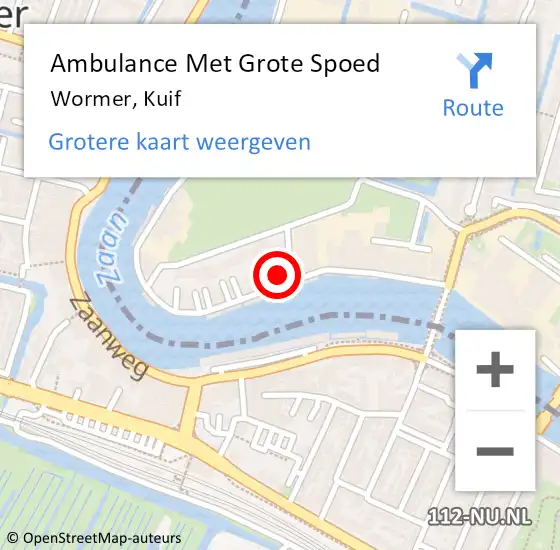 Locatie op kaart van de 112 melding: Ambulance Met Grote Spoed Naar Wormer, Kuif op 1 augustus 2024 14:34