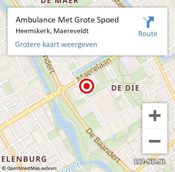 Locatie op kaart van de 112 melding: Ambulance Met Grote Spoed Naar Heemskerk, Maereveldt op 1 augustus 2024 14:40