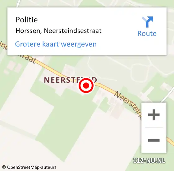 Locatie op kaart van de 112 melding: Politie Horssen, Neersteindsestraat op 1 augustus 2024 14:55