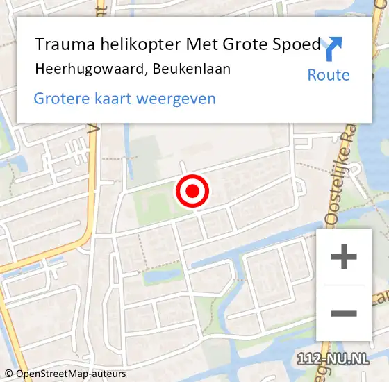 Locatie op kaart van de 112 melding: Trauma helikopter Met Grote Spoed Naar Heerhugowaard, Beukenlaan op 1 augustus 2024 15:02