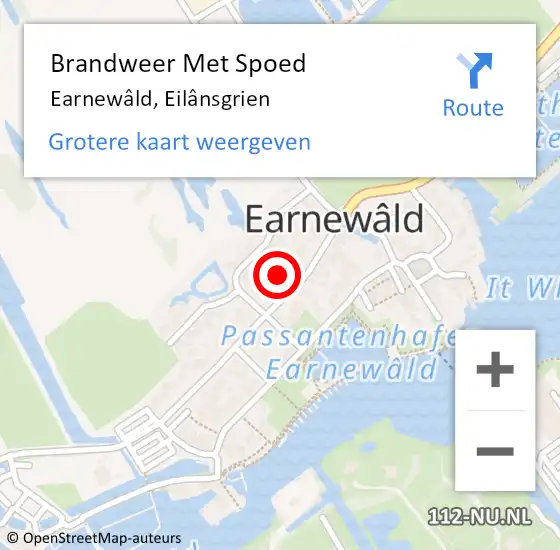 Locatie op kaart van de 112 melding: Brandweer Met Spoed Naar Earnewâld, Eilânsgrien op 1 augustus 2024 15:20