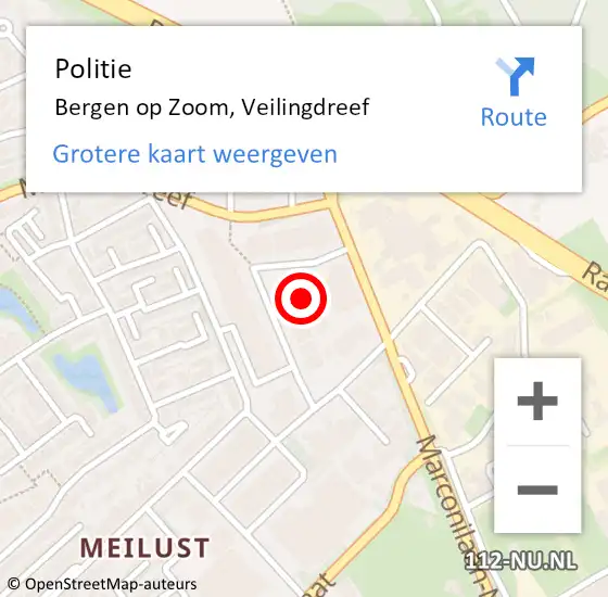 Locatie op kaart van de 112 melding: Politie Bergen op Zoom, Veilingdreef op 1 augustus 2024 15:57