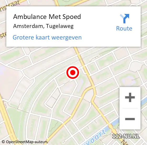 Locatie op kaart van de 112 melding: Ambulance Met Spoed Naar Amsterdam, Tugelaweg op 1 augustus 2024 15:57