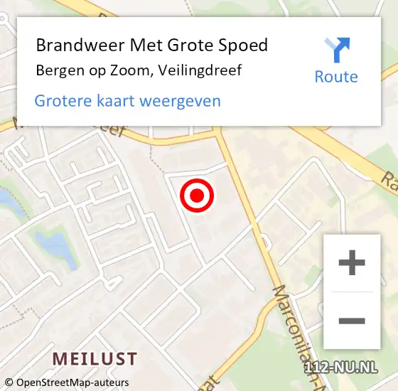 Locatie op kaart van de 112 melding: Brandweer Met Grote Spoed Naar Bergen op Zoom, Veilingdreef op 1 augustus 2024 15:57