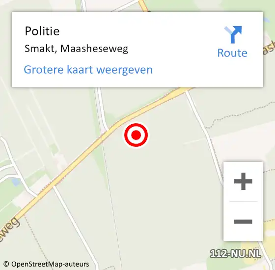 Locatie op kaart van de 112 melding: Politie Smakt, Maasheseweg op 1 augustus 2024 16:20