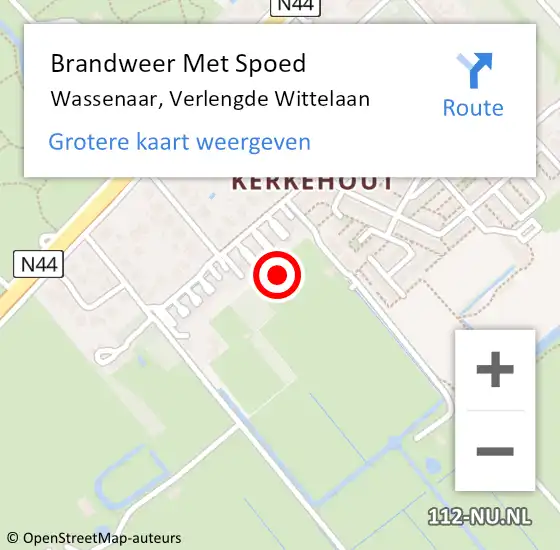 Locatie op kaart van de 112 melding: Brandweer Met Spoed Naar Wassenaar, Verlengde Wittelaan op 1 augustus 2024 16:44