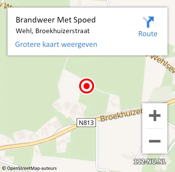 Locatie op kaart van de 112 melding: Brandweer Met Spoed Naar Wehl, Broekhuizerstraat op 1 augustus 2024 16:47