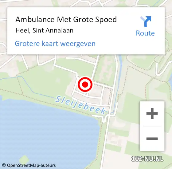 Locatie op kaart van de 112 melding: Ambulance Met Grote Spoed Naar Heel, Sint Annalaan op 1 augustus 2024 16:48