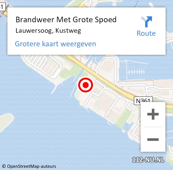 Locatie op kaart van de 112 melding: Brandweer Met Grote Spoed Naar Lauwersoog, Kustweg op 1 augustus 2024 16:49