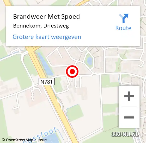 Locatie op kaart van de 112 melding: Brandweer Met Spoed Naar Bennekom, Driestweg op 1 augustus 2024 17:15