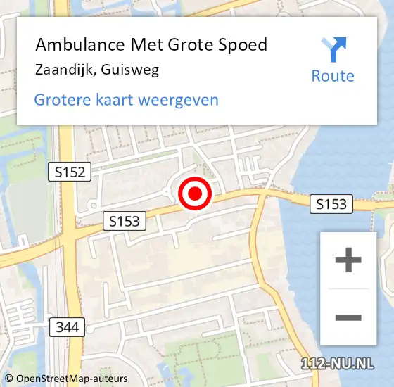 Locatie op kaart van de 112 melding: Ambulance Met Grote Spoed Naar Zaandijk, Guisweg op 1 augustus 2024 17:18