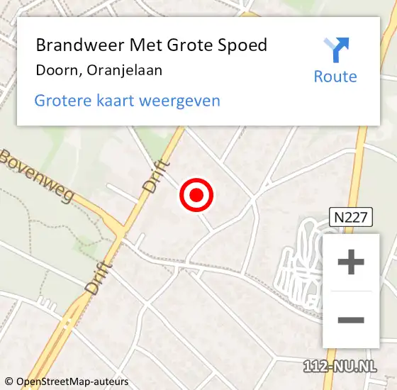 Locatie op kaart van de 112 melding: Brandweer Met Grote Spoed Naar Doorn, Oranjelaan op 1 augustus 2024 17:37