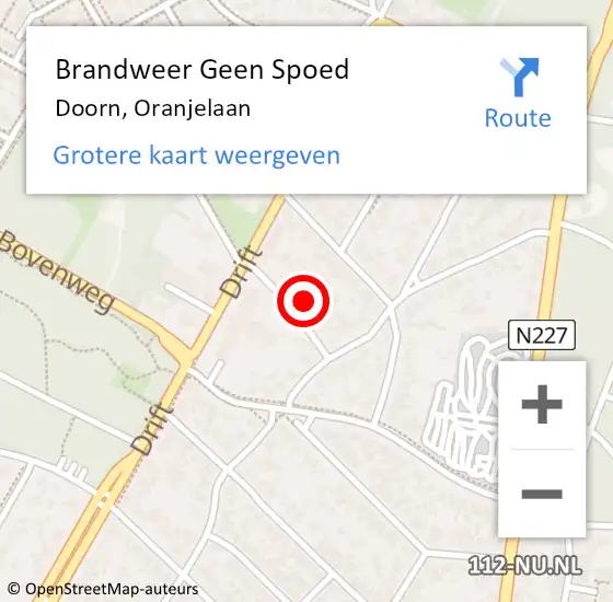 Locatie op kaart van de 112 melding: Brandweer Geen Spoed Naar Doorn, Oranjelaan op 1 augustus 2024 17:38