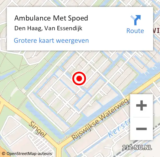 Locatie op kaart van de 112 melding: Ambulance Met Spoed Naar Den Haag, Van Essendijk op 1 augustus 2024 17:51