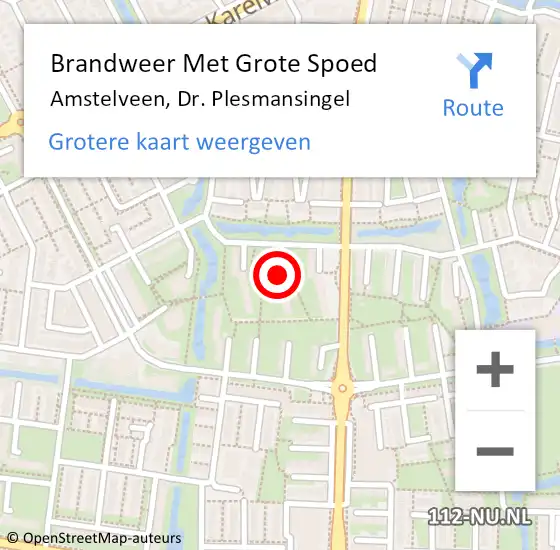 Locatie op kaart van de 112 melding: Brandweer Met Grote Spoed Naar Amstelveen, Dr. Plesmansingel op 1 augustus 2024 18:14