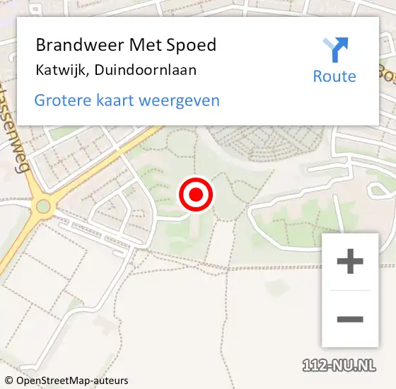 Locatie op kaart van de 112 melding: Brandweer Met Spoed Naar Katwijk, Duindoornlaan op 1 augustus 2024 18:16