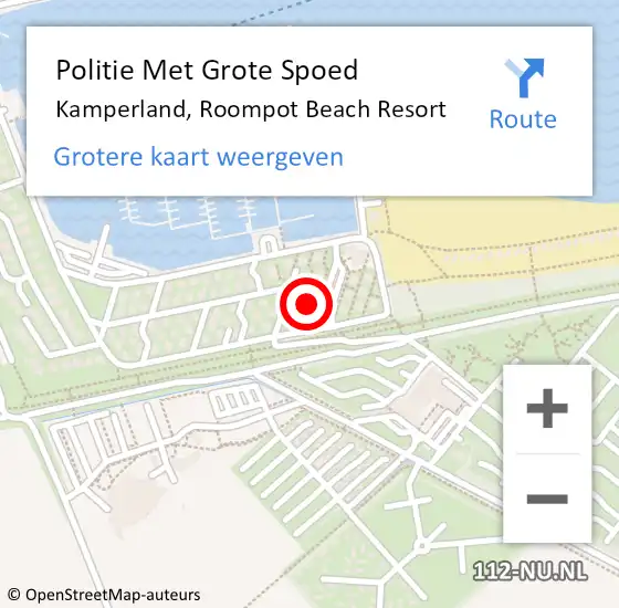 Locatie op kaart van de 112 melding: Politie Met Grote Spoed Naar Kamperland, Roompot Beach Resort op 1 augustus 2024 18:23