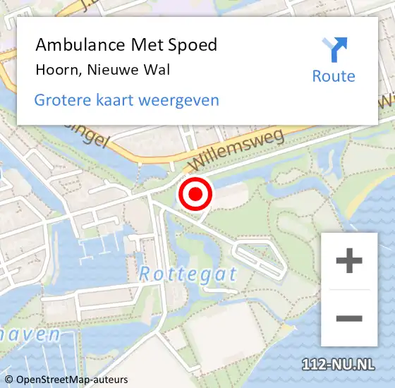 Locatie op kaart van de 112 melding: Ambulance Met Spoed Naar Hoorn, Nieuwe Wal op 1 augustus 2024 18:25