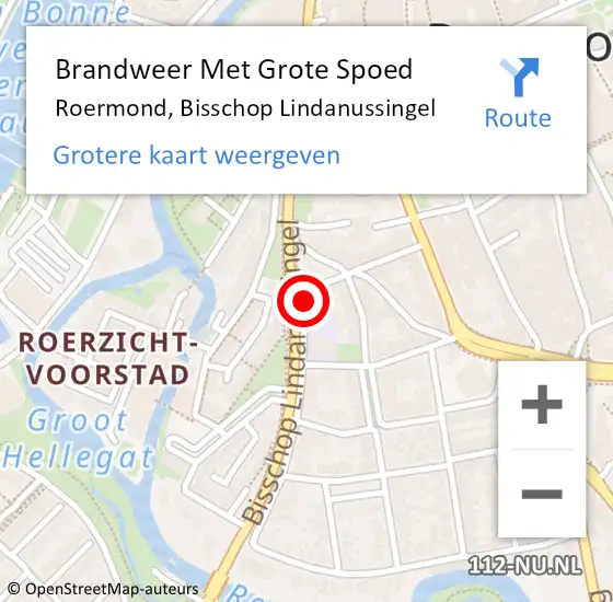 Locatie op kaart van de 112 melding: Brandweer Met Grote Spoed Naar Roermond, Bisschop Lindanussingel op 1 augustus 2024 18:42