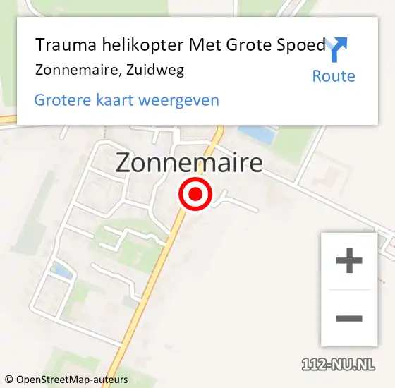 Locatie op kaart van de 112 melding: Trauma helikopter Met Grote Spoed Naar Zonnemaire, Zuidweg op 1 augustus 2024 18:44