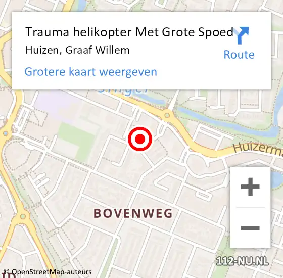 Locatie op kaart van de 112 melding: Trauma helikopter Met Grote Spoed Naar Huizen, Graaf Willem op 1 augustus 2024 18:53
