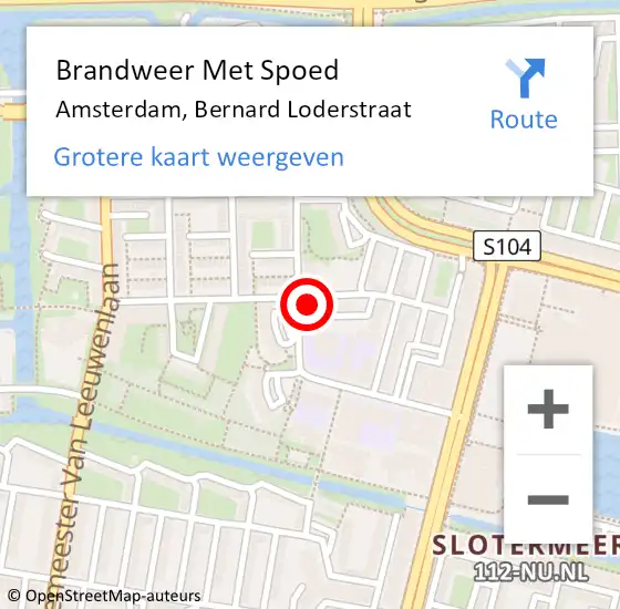 Locatie op kaart van de 112 melding: Brandweer Met Spoed Naar Amsterdam, Bernard Loderstraat op 1 augustus 2024 19:22