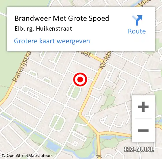 Locatie op kaart van de 112 melding: Brandweer Met Grote Spoed Naar Elburg, Huikenstraat op 1 augustus 2024 19:30