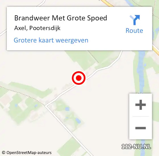 Locatie op kaart van de 112 melding: Brandweer Met Grote Spoed Naar Axel, Pootersdijk op 1 augustus 2024 19:45