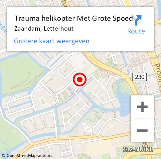 Locatie op kaart van de 112 melding: Trauma helikopter Met Grote Spoed Naar Zaandam, Letterhout op 1 augustus 2024 19:48