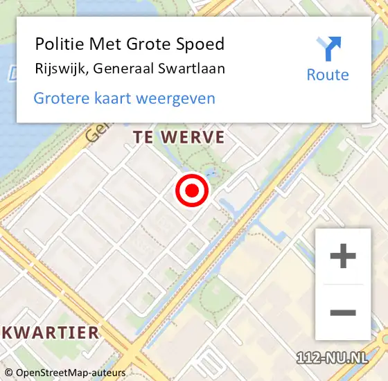 Locatie op kaart van de 112 melding: Politie Met Grote Spoed Naar Rijswijk, Generaal Swartlaan op 1 augustus 2024 20:00