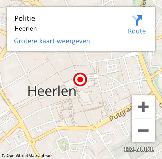 Locatie op kaart van de 112 melding: Politie Heerlen op 1 augustus 2024 20:03