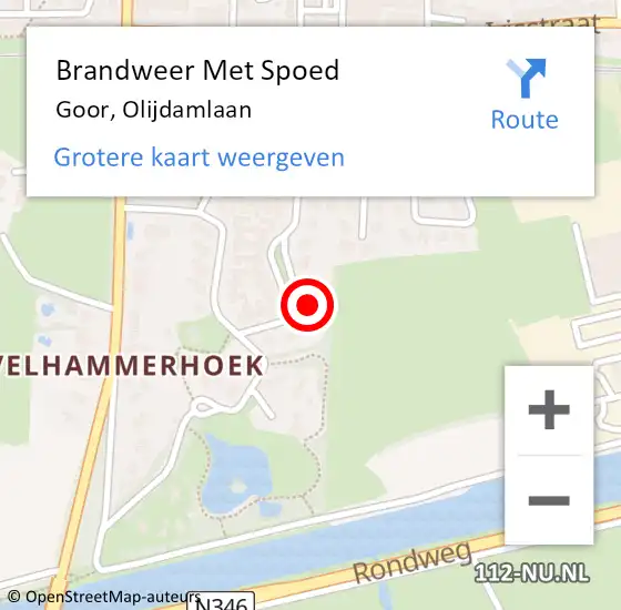 Locatie op kaart van de 112 melding: Brandweer Met Spoed Naar Goor, Olijdamlaan op 1 augustus 2024 20:05