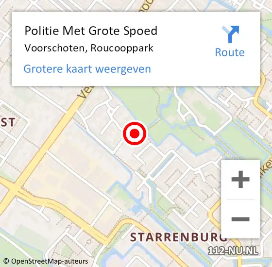 Locatie op kaart van de 112 melding: Politie Met Grote Spoed Naar Voorschoten, Roucooppark op 1 augustus 2024 20:18