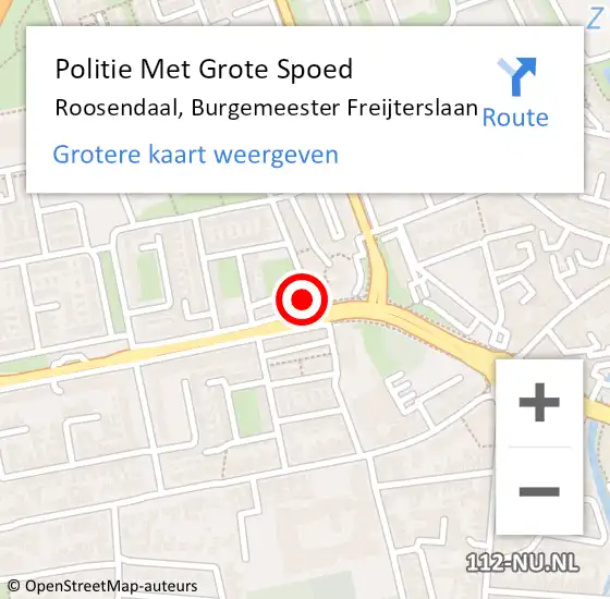 Locatie op kaart van de 112 melding: Politie Met Grote Spoed Naar Roosendaal, Burgemeester Freijterslaan op 1 augustus 2024 20:31