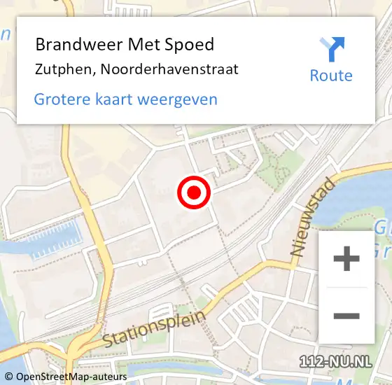 Locatie op kaart van de 112 melding: Brandweer Met Spoed Naar Zutphen, Noorderhavenstraat op 1 augustus 2024 20:32