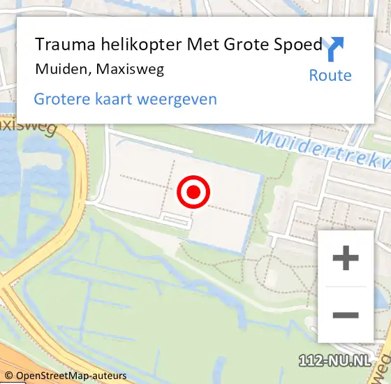 Locatie op kaart van de 112 melding: Trauma helikopter Met Grote Spoed Naar Muiden, Maxisweg op 1 augustus 2024 20:42