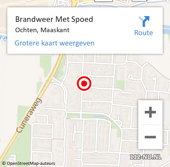 Locatie op kaart van de 112 melding: Brandweer Met Spoed Naar Ochten, Maaskant op 1 augustus 2024 20:46